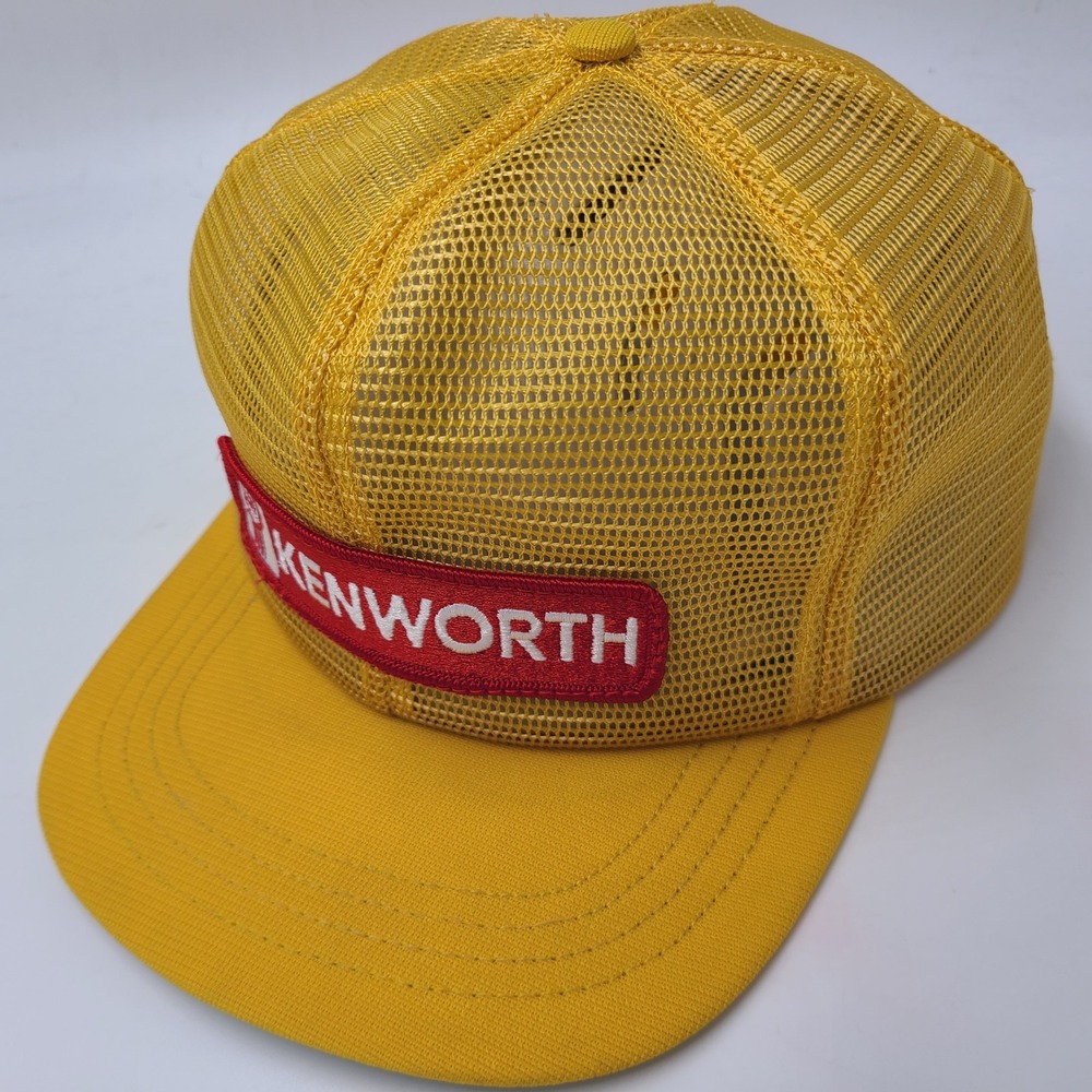 Vintage Kenworth Hat Snapback Trucker Full Mesh Yellow Red Patch Tonkin Motors